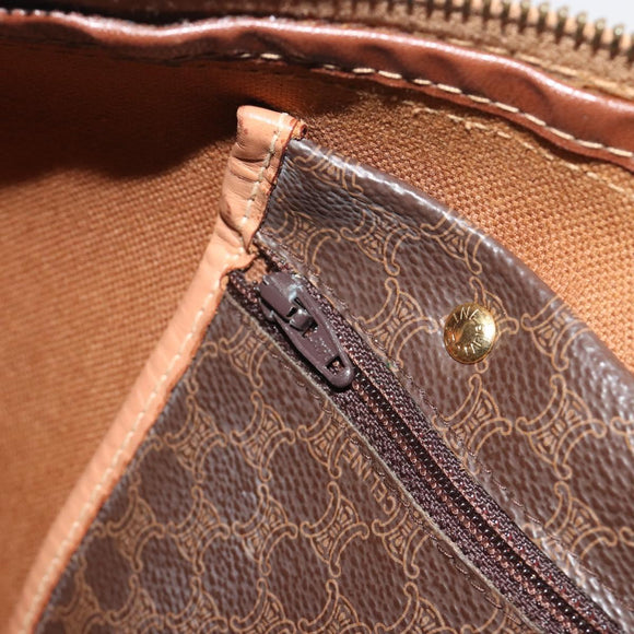 CELINE Macadam Boston Bag PVC Leather Brown Gold Tone Auth ep15198