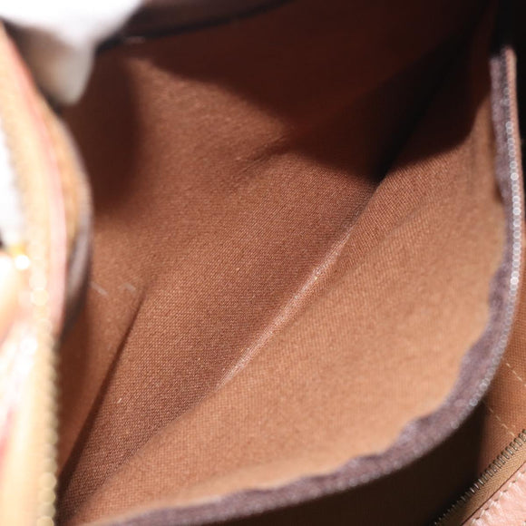 CELINE Macadam Boston Bag PVC Leather Brown Gold Tone Auth ep15198