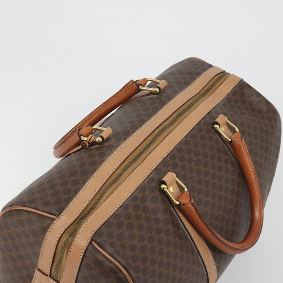 CELINE Macadam Boston Bag PVC Leather Brown Gold Tone Auth ep15198
