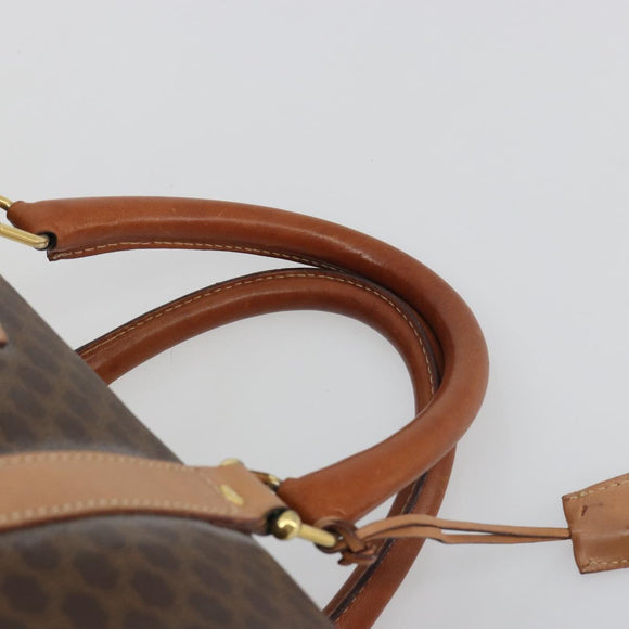 CELINE Macadam Boston Bag PVC Leather Brown Gold Tone Auth ep15198
