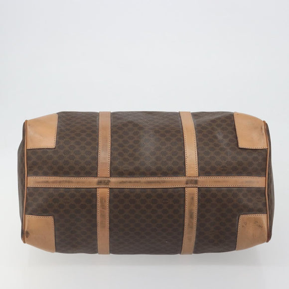 CELINE Macadam Boston Bag PVC Leather Brown Gold Tone Auth ep15198