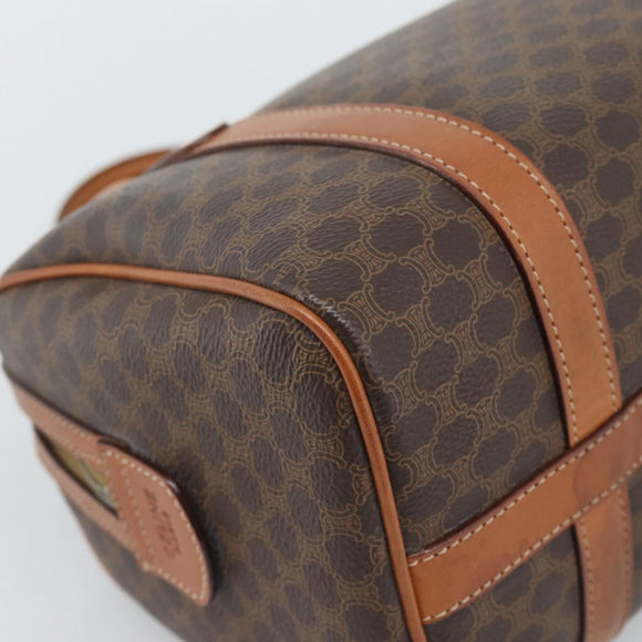 CELINE Macadam Hand Bag PVC Leather Brown Gold Tone Auth ep15199A