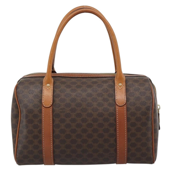 CELINE Macadam Hand Bag PVC Leather Brown Gold Tone Auth ep15199A