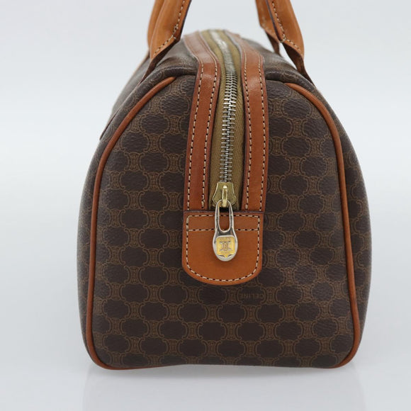 CELINE Macadam Hand Bag PVC Leather Brown Gold Tone Auth ep15199A
