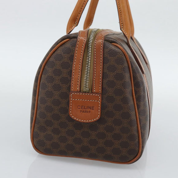 CELINE Macadam Hand Bag PVC Leather Brown Gold Tone Auth ep15199A