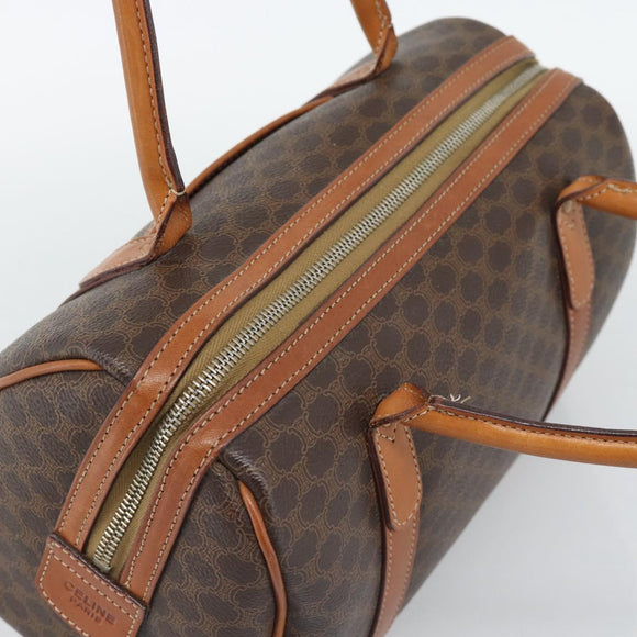 CELINE Macadam Hand Bag PVC Leather Brown Gold Tone Auth ep15199A