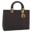 Christian Dior Canage Hand Bag Canvas Black Gold Tone Auth ep15200-1
