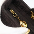 Christian Dior Canage Hand Bag Canvas Black Gold Tone Auth ep15200-15