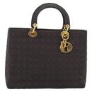Christian Dior Canage Hand Bag Canvas Black Gold Tone Auth ep15200-2