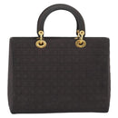 Christian Dior Canage Hand Bag Canvas Black Gold Tone Auth ep15200-3