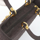 Christian Dior Canage Hand Bag Canvas Black Gold Tone Auth ep15200-6