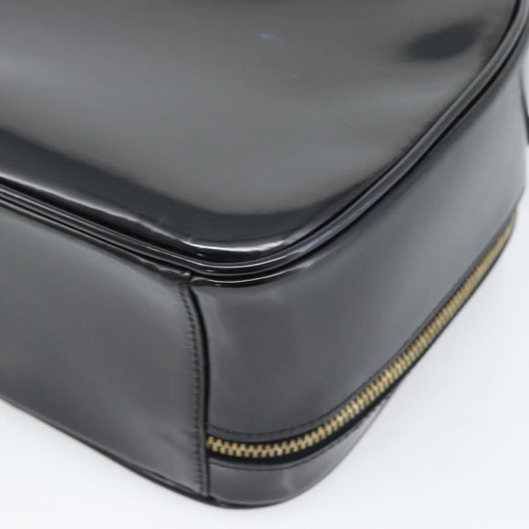 GUCCI Vanity Cosmetic Pouch Patent 2way Black Gold Tone Auth ep15207