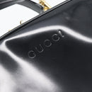 GUCCI Vanity Cosmetic Pouch Patent 2way Black Gold Tone Auth ep15207-19