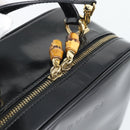 GUCCI Vanity Cosmetic Pouch Patent 2way Black Gold Tone Auth ep15207-20