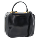 GUCCI Vanity Cosmetic Pouch Patent 2way Black Gold Tone Auth ep15207-1