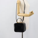 GUCCI Vanity Cosmetic Pouch Patent 2way Black Gold Tone Auth ep15207-24
