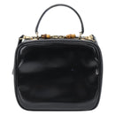 GUCCI Vanity Cosmetic Pouch Patent 2way Black Gold Tone Auth ep15207-2