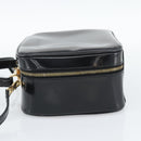 GUCCI Vanity Cosmetic Pouch Patent 2way Black Gold Tone Auth ep15207-3