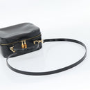 GUCCI Vanity Cosmetic Pouch Patent 2way Black Gold Tone Auth ep15207-9