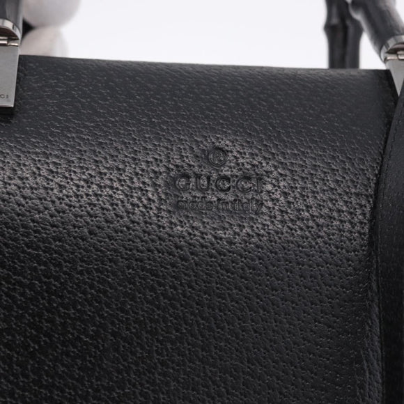 GUCCI Bamboo Hand Bag Leather 2way Black Silver 002 1035 Auth ep15210