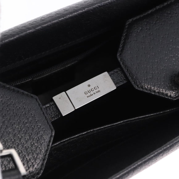 GUCCI Bamboo Hand Bag Leather 2way Black Silver 002 1035 Auth ep15210