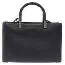 GUCCI Bamboo Hand Bag Leather 2way Black Silver 002 1035 Auth ep15210-2