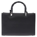 GUCCI Bamboo Hand Bag Leather 2way Black Silver 002 1035 Auth ep15210-3