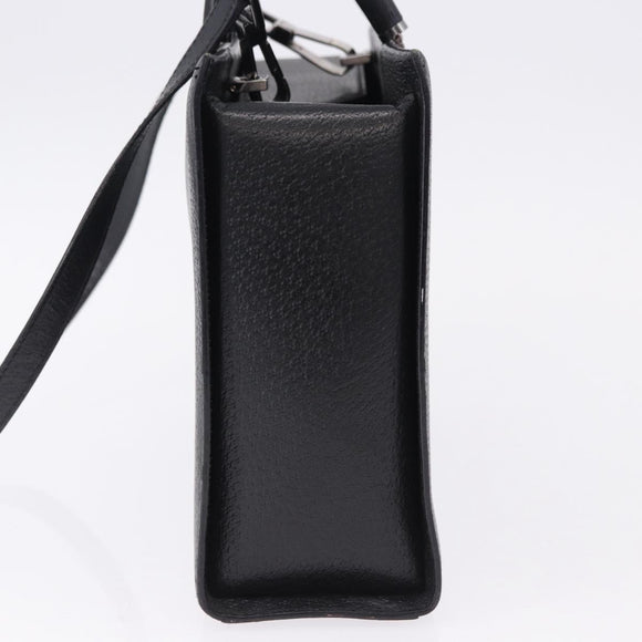 GUCCI Bamboo Hand Bag Leather 2way Black Silver 002 1035 Auth ep15210