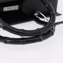 GUCCI Bamboo Hand Bag Leather 2way Black Silver 002 1035 Auth ep15210-7