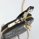 Christian Dior Cannage Phone Holder Chain Shoulder Bag Patent Black Auth ep15212-20