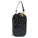 Christian Dior Cannage Phone Holder Chain Shoulder Bag Patent Black Auth ep15212-13