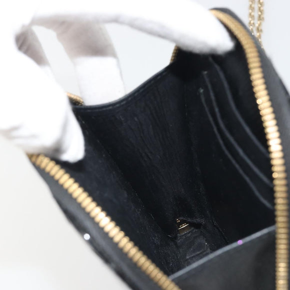 Christian Dior Cannage Phone Holder Chain Shoulder Bag Patent Black Auth ep15212