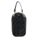 Christian Dior Cannage Phone Holder Chain Shoulder Bag Patent Black Auth ep15212-2