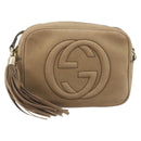 GUCCI Soho Shoulder Bag Leather Beige Gold Tone 308364 Auth ep15215-13