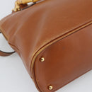 GUCCI Bamboo Hand Bag Leather 2way Brown Gold Tone 000 2214 0289 Auth ep15218-9