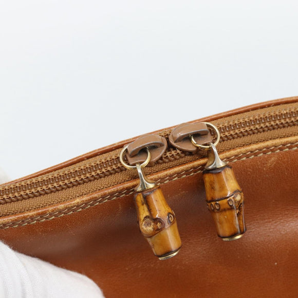 GUCCI Bamboo Hand Bag Leather 2way Brown Gold Tone 000 2214 0289 Auth ep15218