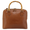 GUCCI Bamboo Hand Bag Leather 2way Brown Gold Tone 000 2214 0289 Auth ep15218-13