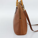GUCCI Bamboo Hand Bag Leather 2way Brown Gold Tone 000 2214 0289 Auth ep15218-3