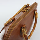 GUCCI Bamboo Hand Bag Leather 2way Brown Gold Tone 000 2214 0289 Auth ep15218-6