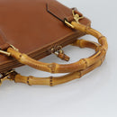 GUCCI Bamboo Hand Bag Leather 2way Brown Gold Tone 000 2214 0289 Auth ep15218-7