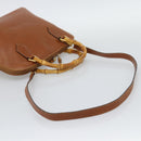 GUCCI Bamboo Hand Bag Leather 2way Brown Gold Tone 000 2214 0289 Auth ep15218-8