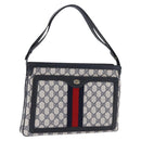 GUCCI GG Supreme Shoulder Bag PVC Leather Navy Gold Tone 14 02 013 Auth ep15220-1