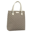 GUCCI GG Supreme Tote Bag PVC Leather Beige Silver 131220 Auth ep15221-1