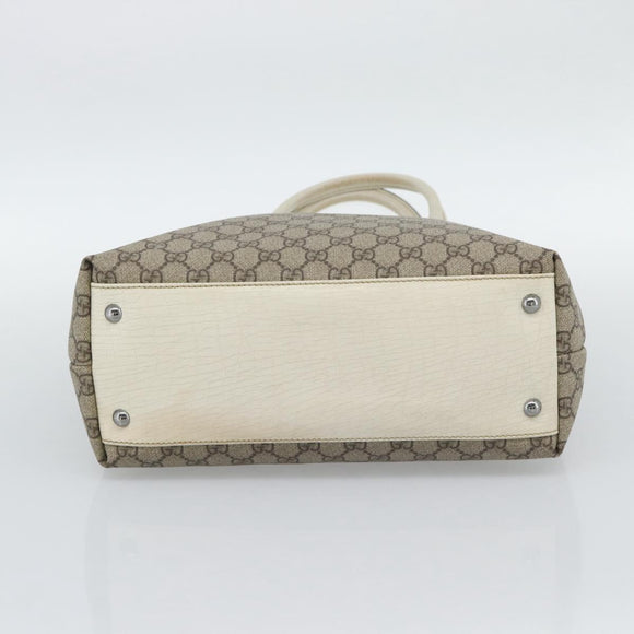 GUCCI GG Supreme Tote Bag PVC Leather Beige Silver 131220 Auth ep15221