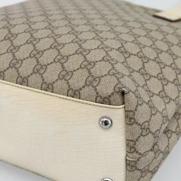 GUCCI GG Supreme Tote Bag PVC Leather Beige Silver 131220 Auth ep15221