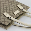 GUCCI GG Supreme Tote Bag PVC Leather Beige Silver 131220 Auth ep15221-6