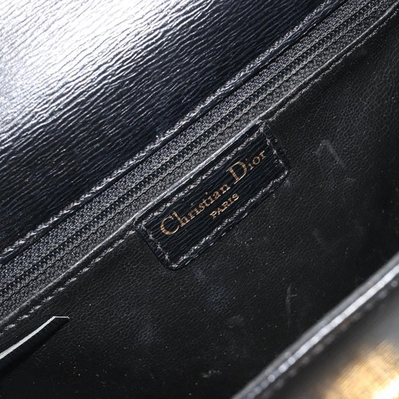 Christian Dior Hand Bag Leather 2way Black Gold Tone Auth ep15222