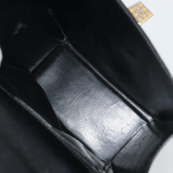 Christian Dior Hand Bag Leather 2way Black Gold Tone Auth ep15222