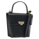 Christian Dior Hand Bag Leather 2way Black Gold Tone Auth ep15222-1