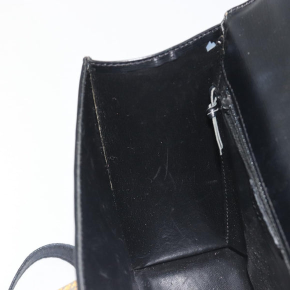 Christian Dior Hand Bag Leather 2way Black Gold Tone Auth ep15222